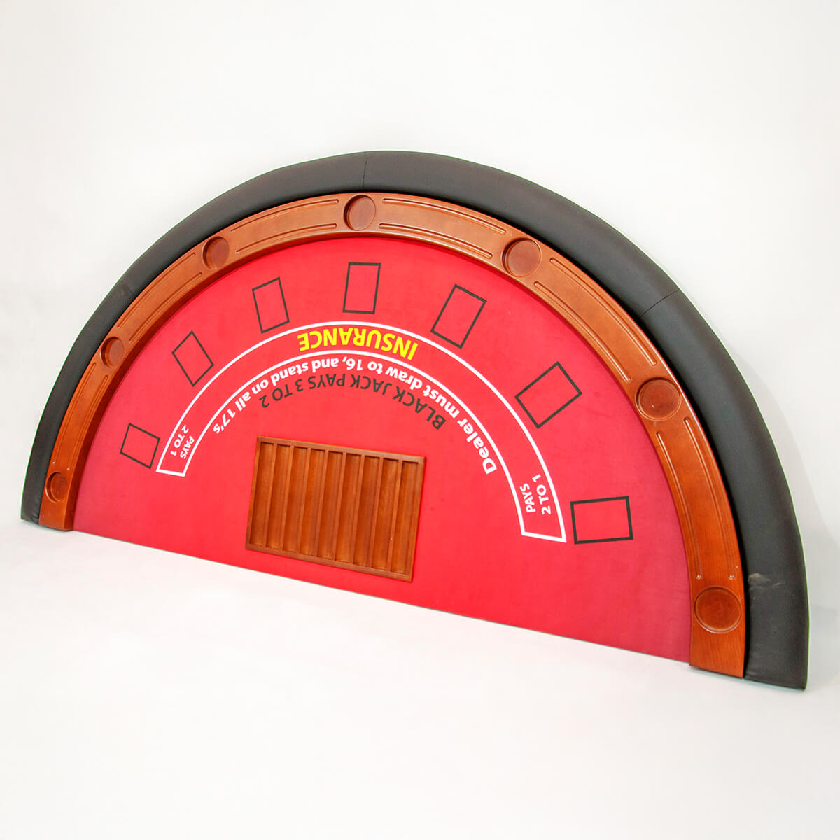 Fama-Casino-stol-do-black-jacka-4-002 Stół do Black Jacka wykończony drewnem, sukno premium, nogi drewniane