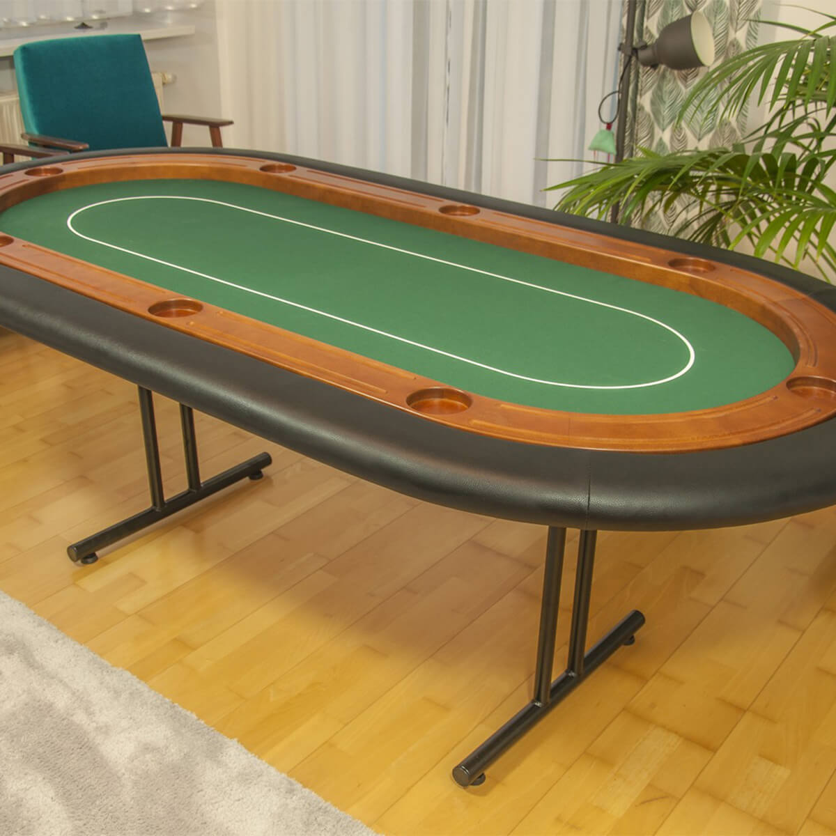 Fama-Casino-stol-do-pokera-3-001 Stół do pokera wykończony drewnem sukno standardowe, nogi odkręcane