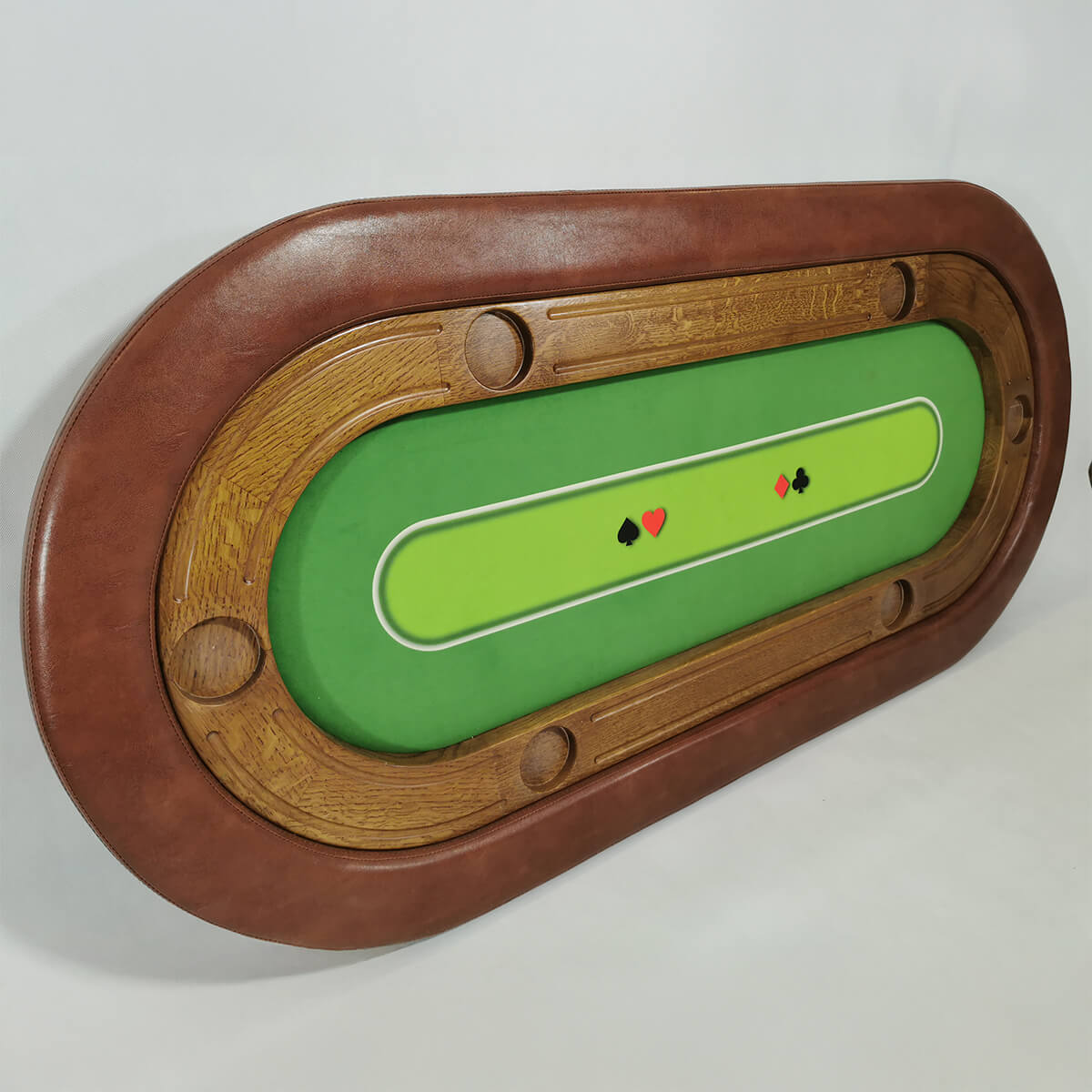 Fama-Casino-stol-do-pokera-6-001 Stół do pokera wykończony drewnem sukno premium, wysoka banda z przeszyciem, nogi drewniane