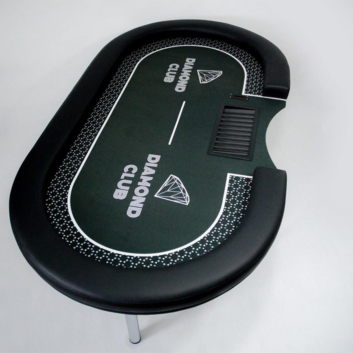 Fama-Casino-stol-do-pokera-4-002 Stół do pokera sukno premium, wysoka banda z przeszyciem, z tacką i slotem, stelaż składany metalowy.