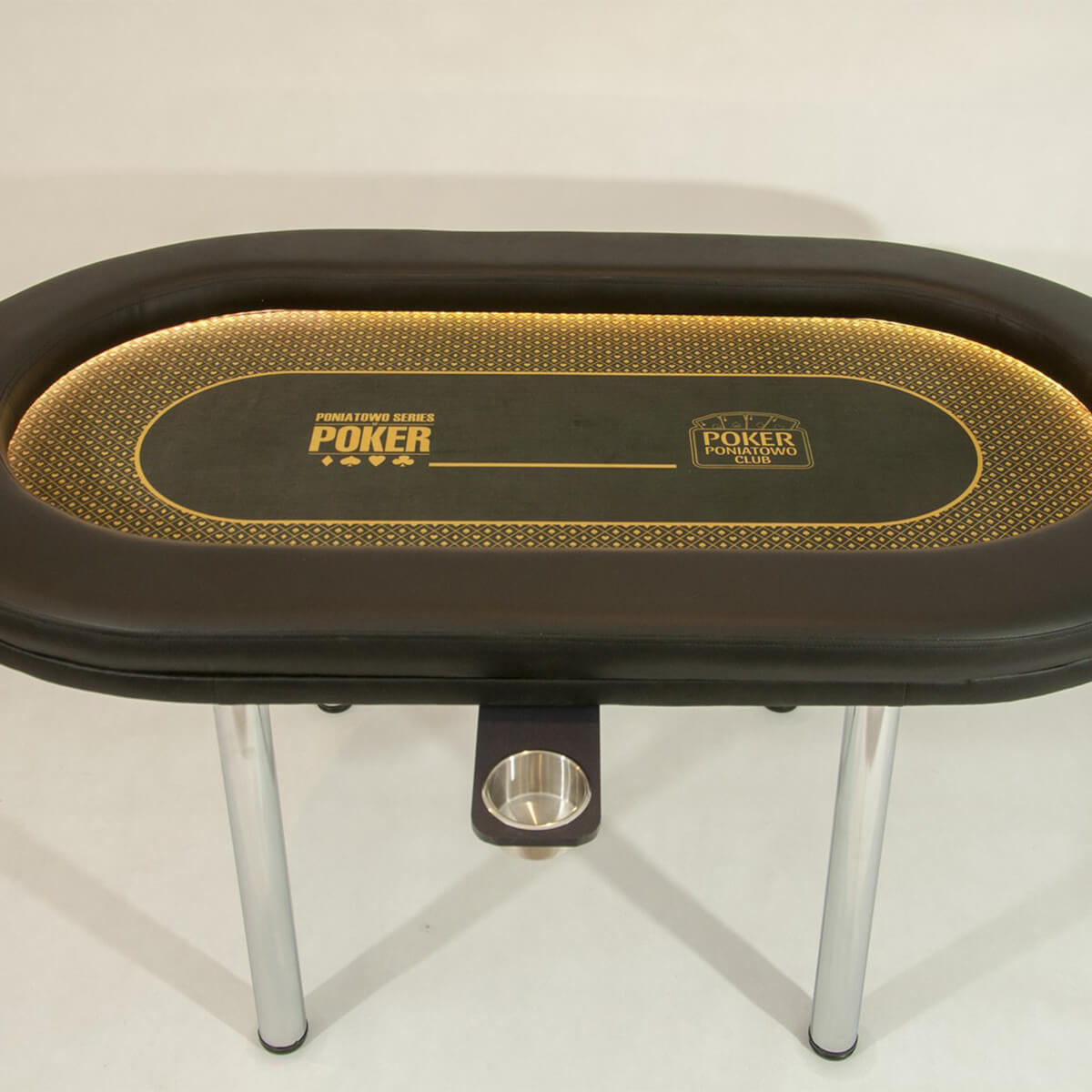 Fama-Casino-stol-do-pokera-4-008 Stół do pokera sukno premium, wysoka banda z przeszyciem, z tacką i slotem, stelaż składany metalowy.